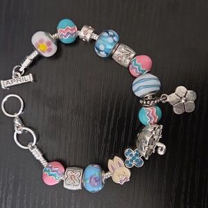 Willabee & Ward Toggle Charm Bracelet APRIL Showers Spring Flowers Easter